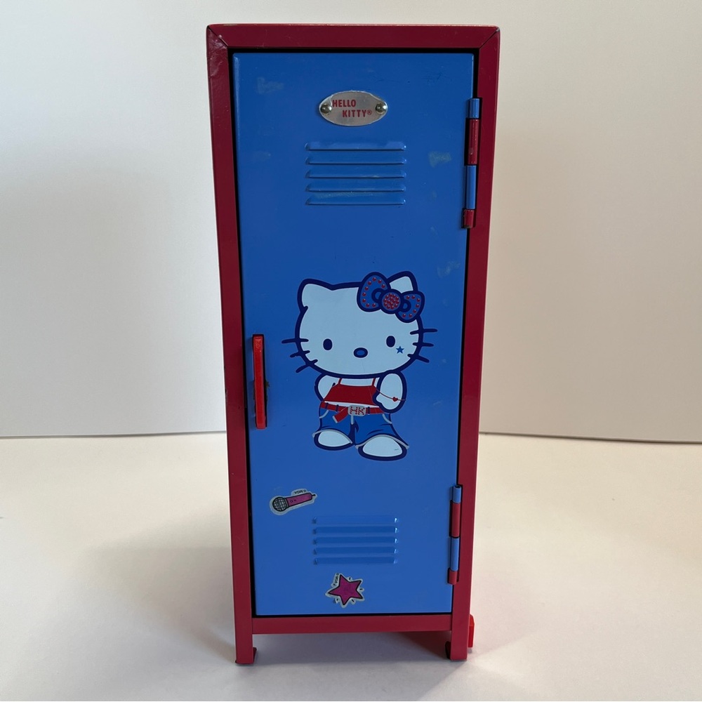 Vintage Y2k Hello Kitty Sanrio 2002 Mini Metal Locker Storage Red & Blue Rare